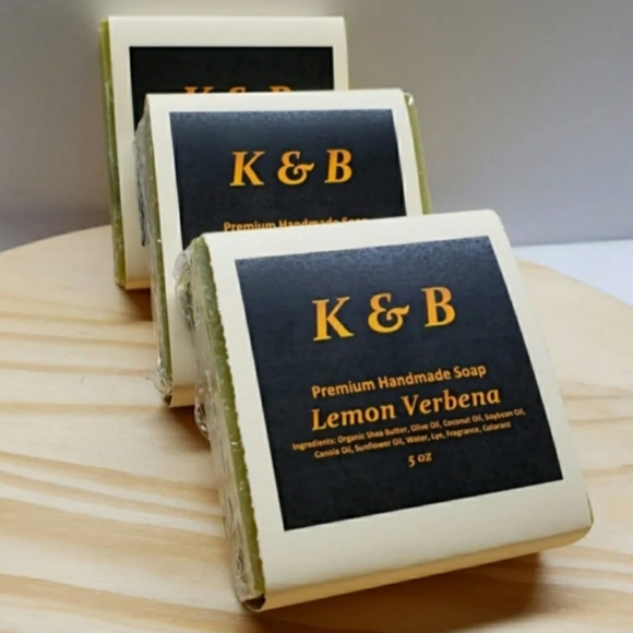 LEMON VERBENA Premium Handmade Natural Body Bar Soap, 5 oz (3 pack) - Picture 2 of 6